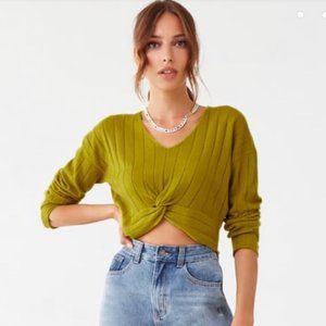 ☀️ forever 21 mustard yellow front twist top | S